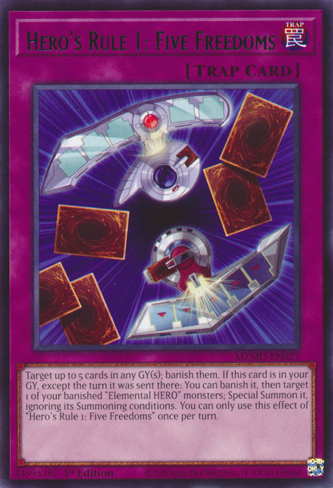 Hero's Rule 1: Five Freedoms - MZMU-EN027 - Rare x3