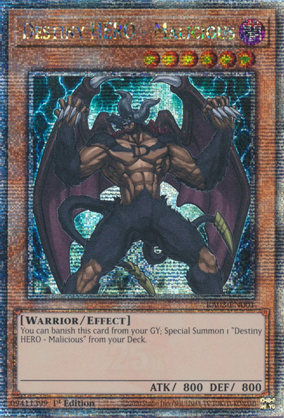 RA03-EN001 - Destiny HERO - Malicious - Quarter Century Secret Rare - Quarter Century Bonanza
